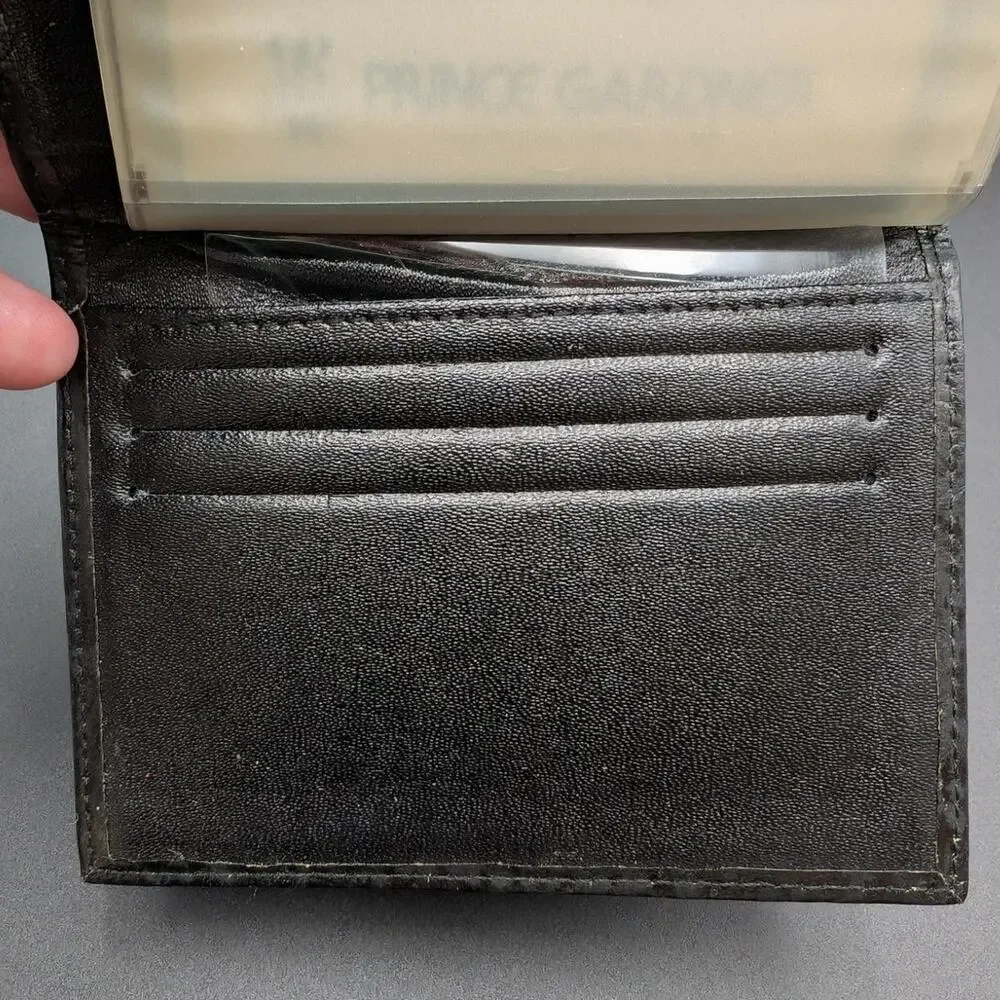 Vintage Prince Gardner Wallet Mens Black Leather Bi-Fold Billfold Preppy Casual